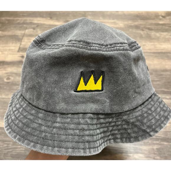 Jean-Michel Basquiat Crown Bucket Hat | Washed Black/Grey | Art Merchandise EUC - Picture 3 of 4